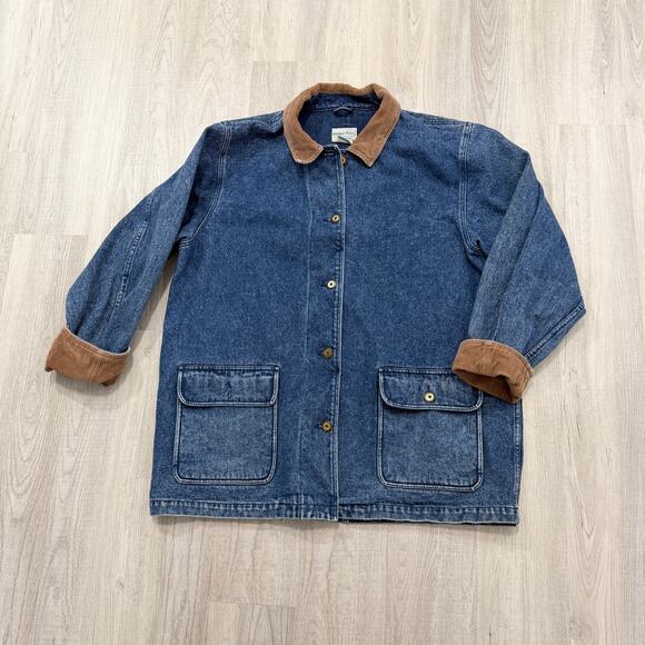 Vintage Jackets & Blazers - Vintage Boundary Waters Denim Chore Coat Women's 2XL Blue Utility Barn Outdoors
